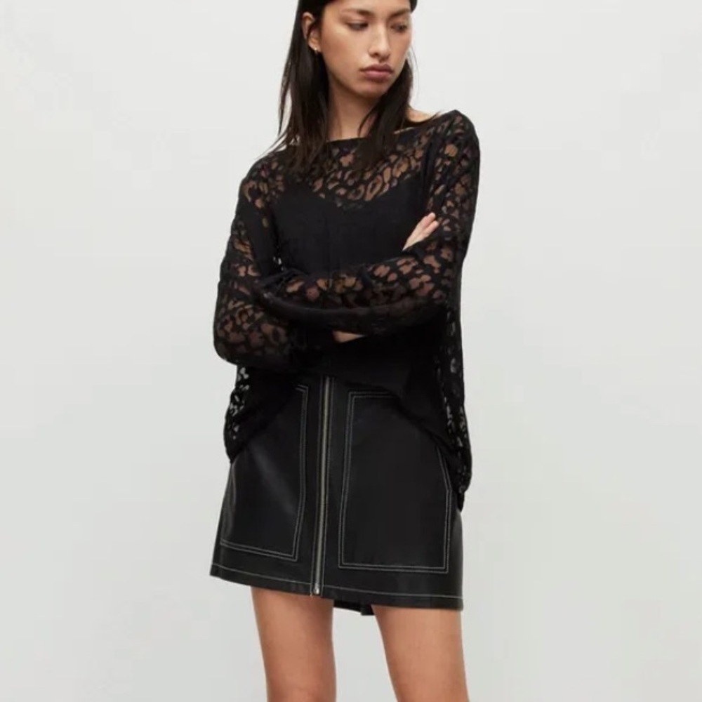 ALLSAINTS Rita Leopard Devore Zori T-Shirt - NWT - Sz. L